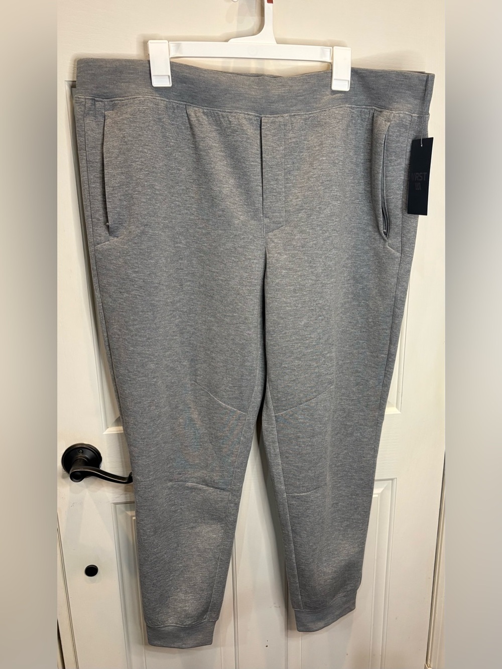 VRST Men’s Fleece Jogger Pants Gray XXL Slim Fit Tapered Zippered Pocket